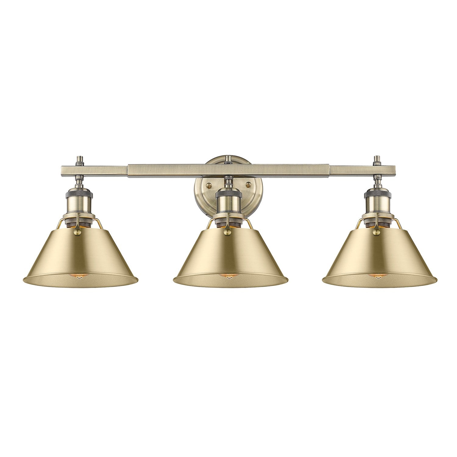Ab 3 Light Bath Vanity In Aged Brass With Brushed Champagne Bronze Shades by Golden