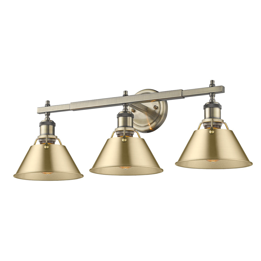 Ab 3 Light Bath Vanity In Aged Brass With Brushed Champagne Bronze Shades