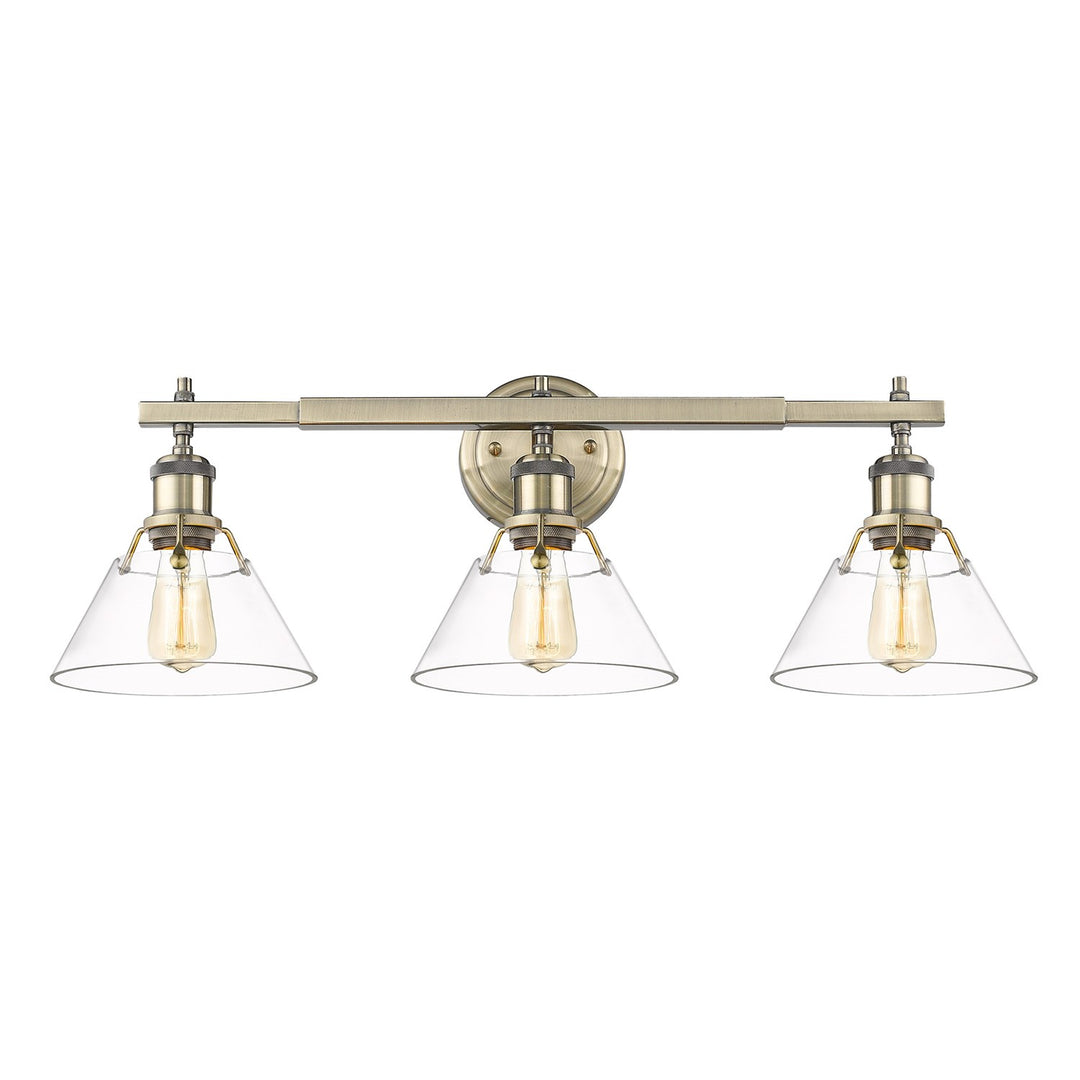 Ab 3 Light Bath Vanity In Aged Brass With Clear Glass by Golden