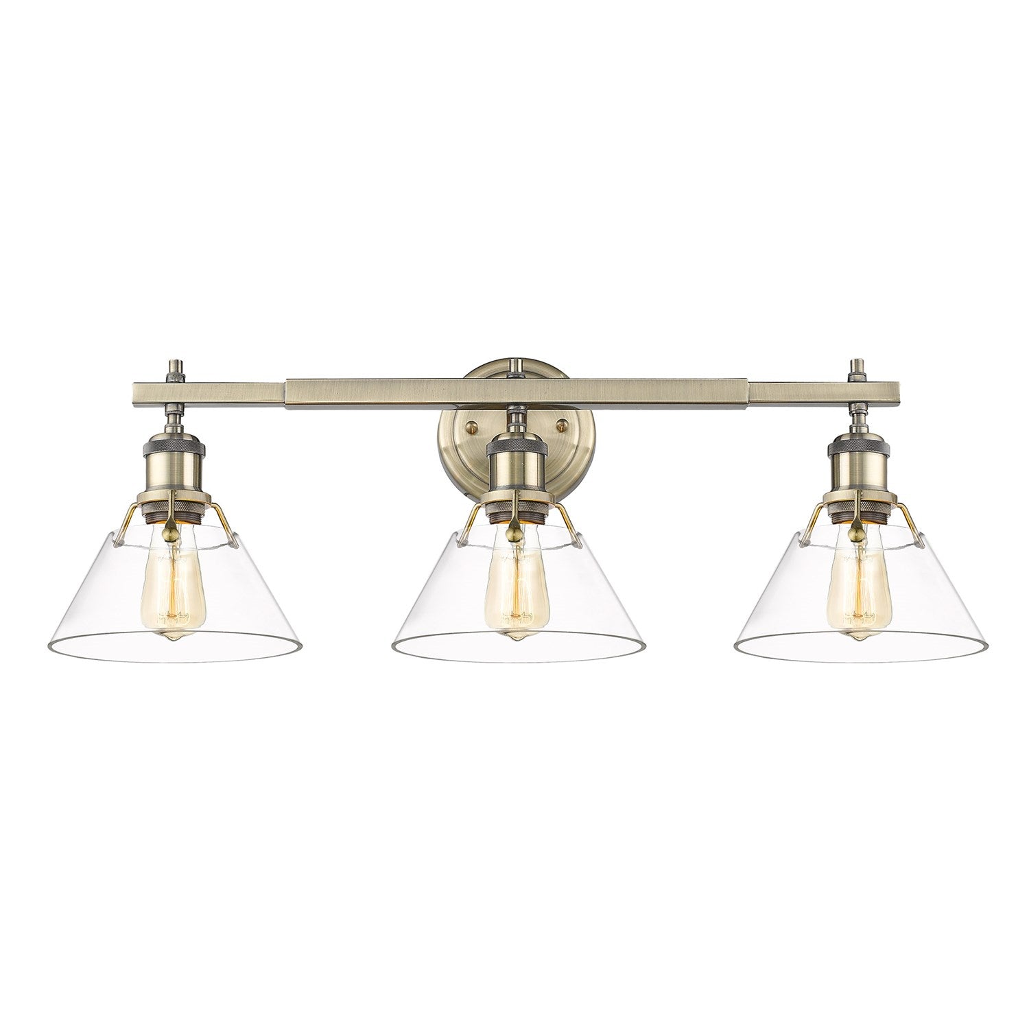 Ab 3 Light Bath Vanity In Aged Brass With Clear Glass by Golden