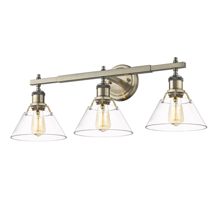 Ab 3 Light Bath Vanity In Aged Brass With Clear Glass
