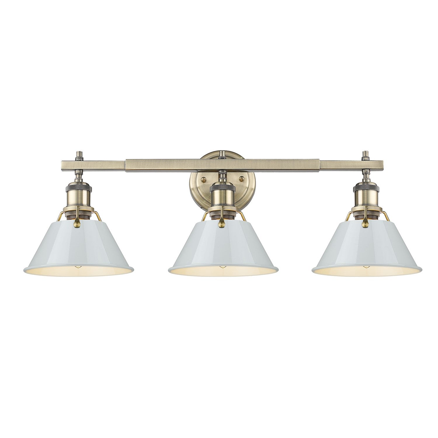 Ab 3 Light Bath Vanity In Aged Brass With Dusky Blue Shades by Golden