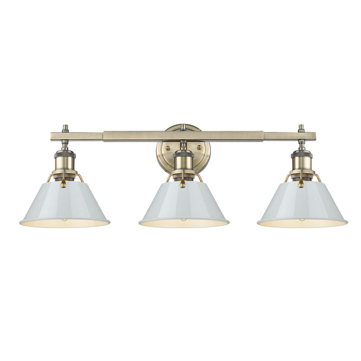 Ab 3 Light Bath Vanity In Aged Brass With Dusky Blue Shades by Golden