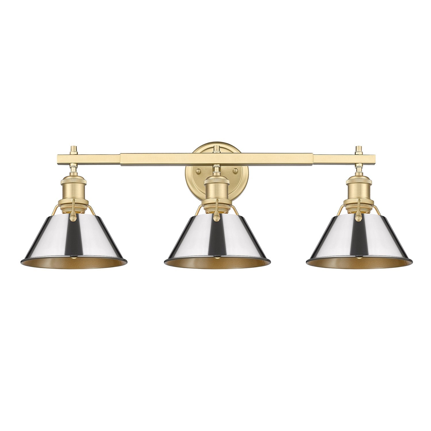Bcb 3 Light Bath Vanity In Brushed Champagne Bronze With Chrome Shades by Golden