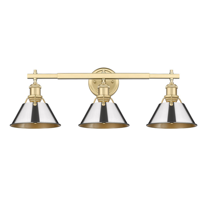 Bcb 3 Light Bath Vanity In Brushed Champagne Bronze With Chrome Shades by Golden
