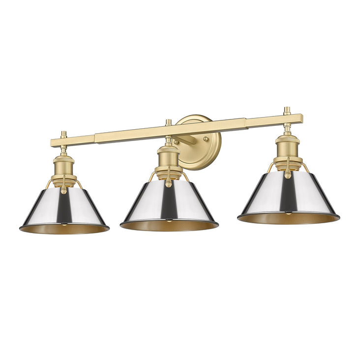 Bcb 3 Light Bath Vanity In Brushed Champagne Bronze With Chrome Shades