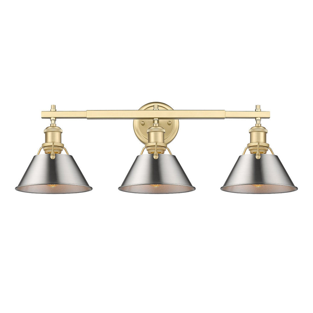 Bcb 3 Light Bath Vanity In Brushed Champagne Bronze With Pewter Shades by Golden