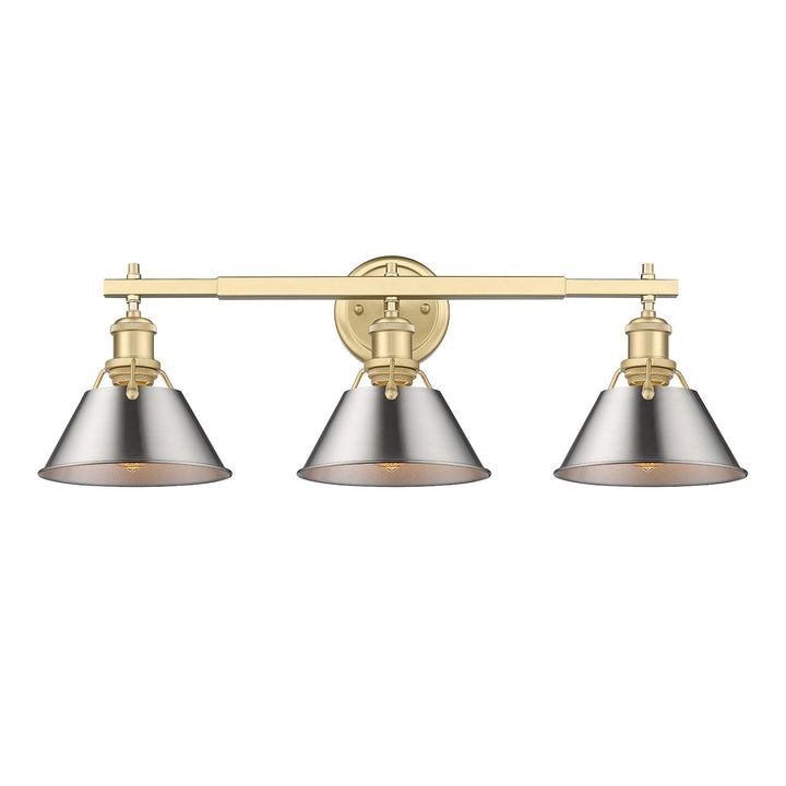 Bcb 3 Light Bath Vanity In Brushed Champagne Bronze With Pewter Shades by Golden