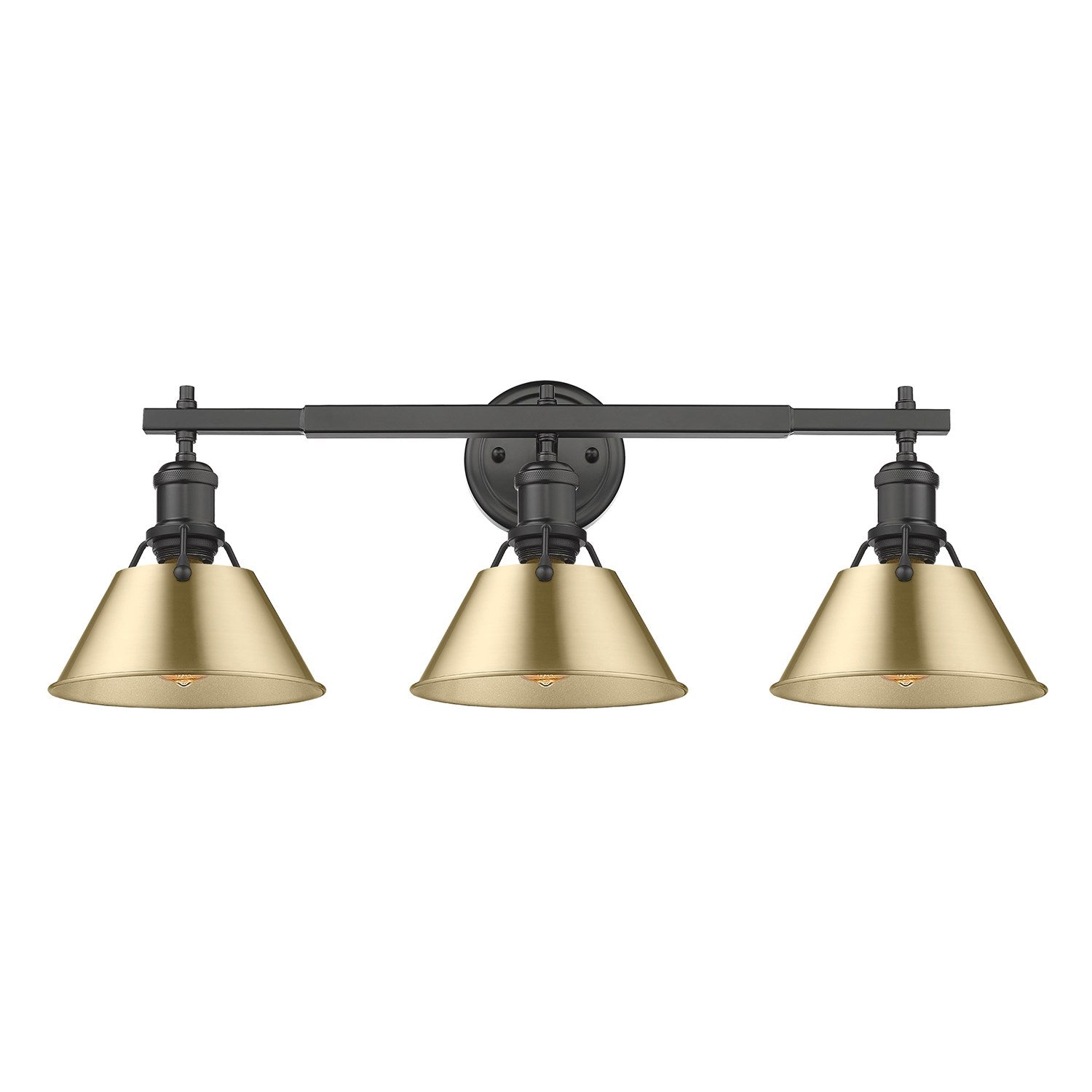 Blk 3 Light Bath Vanity In Matte Black With Brushed Bronze Shades by Golden