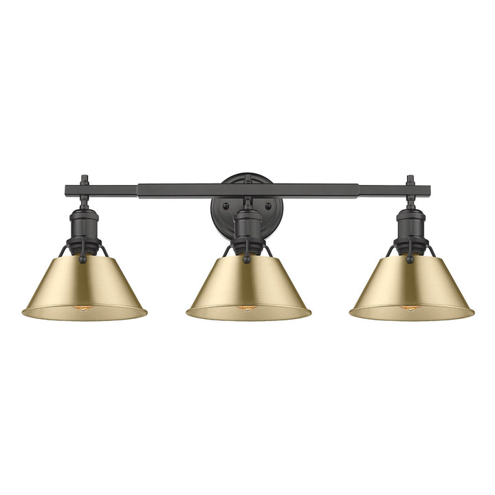 Blk 3 Light Bath Vanity In Matte Black With Brushed Bronze Shades by Golden