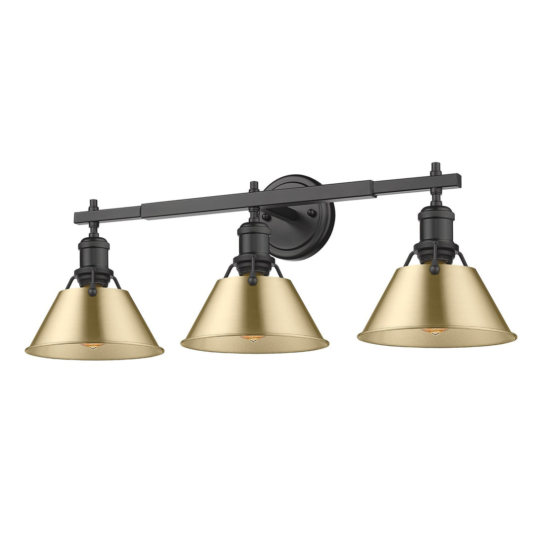 Blk 3 Light Bath Vanity In Matte Black With Brushed Bronze Shades