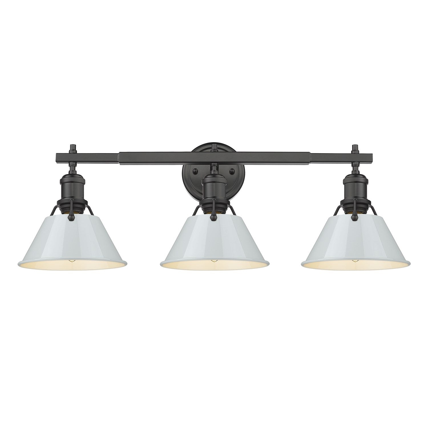 Blk 3 Light Bath Vanity In Matte Black With Dusky Blue Shades by Golden
