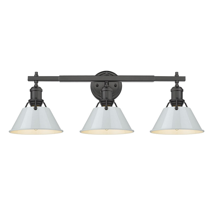 Blk 3 Light Bath Vanity In Matte Black With Dusky Blue Shades by Golden