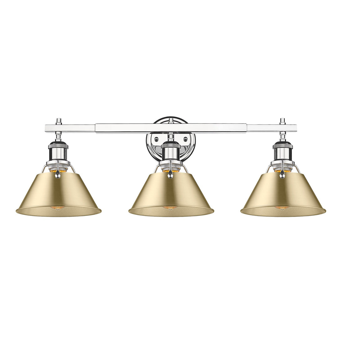 Ch 3 Light Bath Vanity In Chrome With Brushed Champagne Bronze Shades by Golden