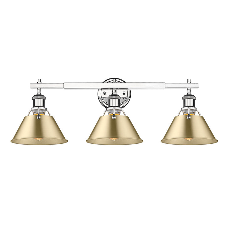 Ch 3 Light Bath Vanity In Chrome With Brushed Champagne Bronze Shades by Golden