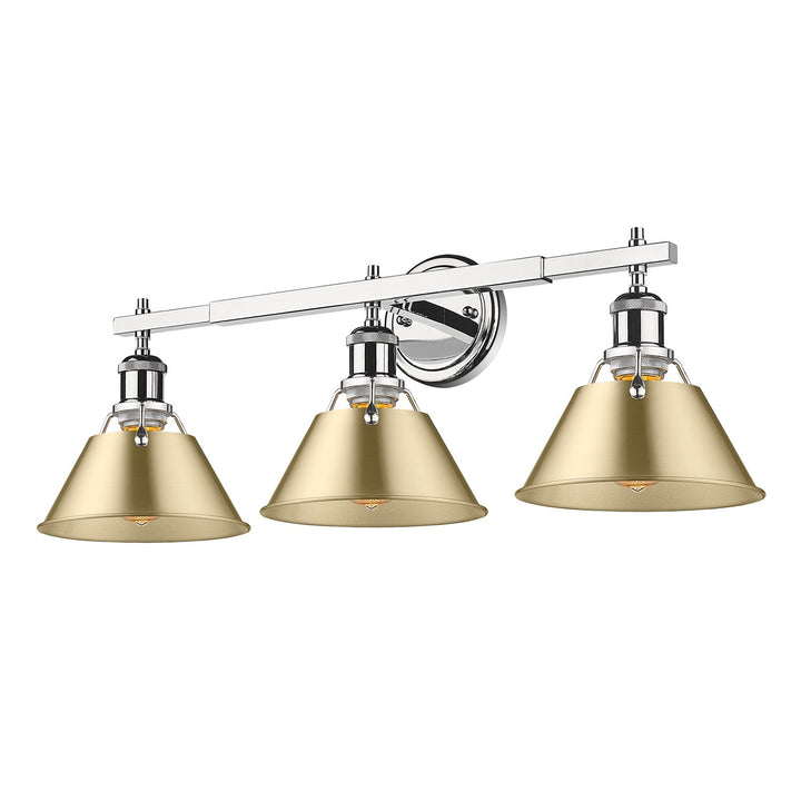 Ch 3 Light Bath Vanity In Chrome With Brushed Champagne Bronze Shades