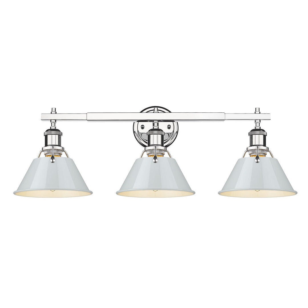 Ch 3 Light Bath Vanity In Chrome With Dusky Blue Shades by Golden