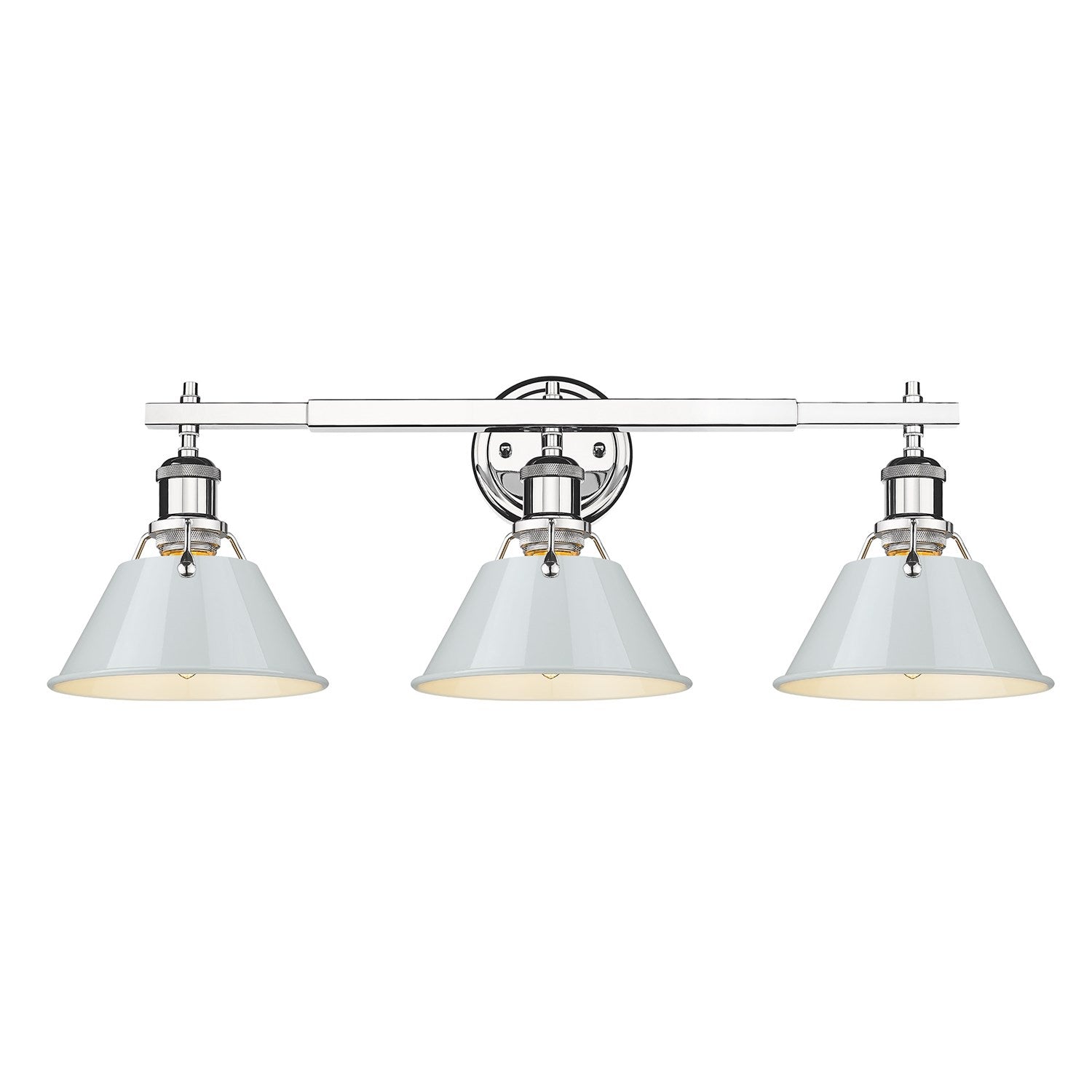 Ch 3 Light Bath Vanity In Chrome With Dusky Blue Shades by Golden