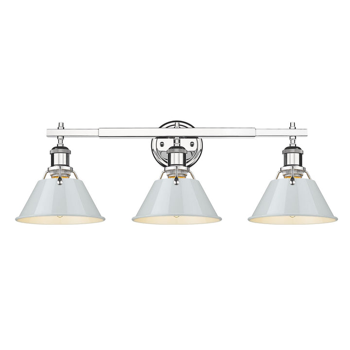 Ch 3 Light Bath Vanity In Chrome With Dusky Blue Shades by Golden