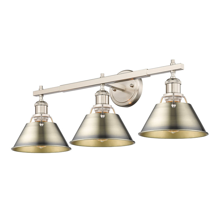 Pw 3 Light Bath Vanity In Pewter With Aged Brass Shades