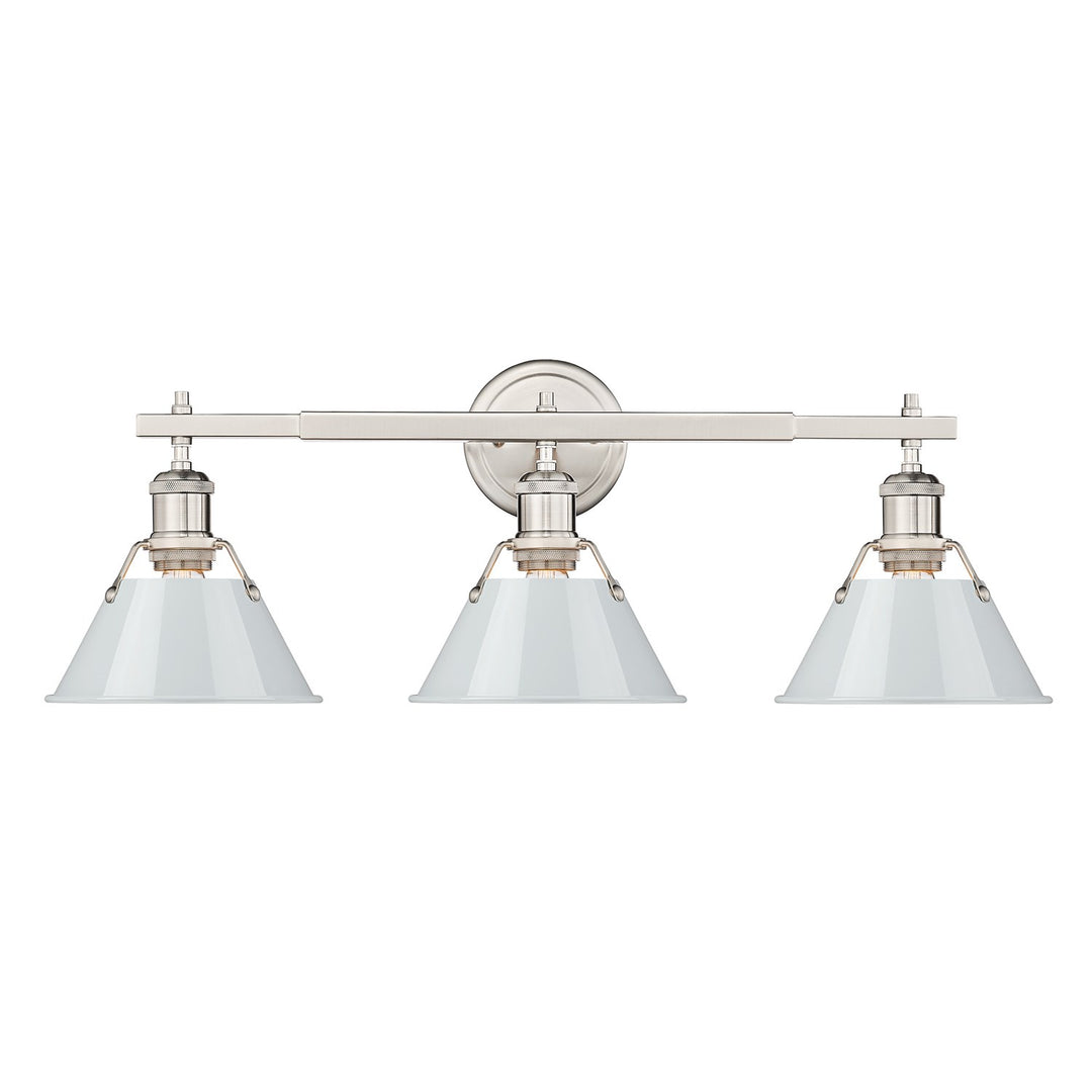 Pw 3 Light Bath Vanity In Pewter With Dusky Blue Shades