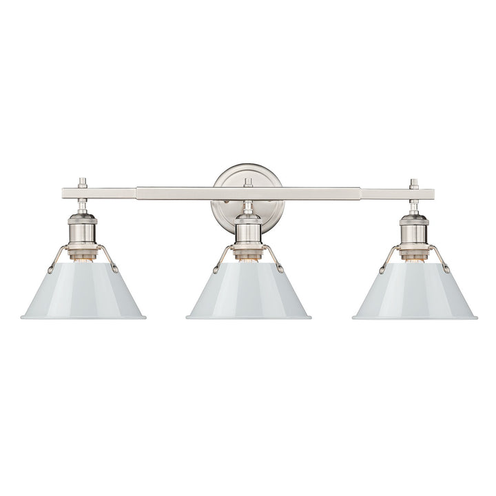 Pw 3 Light Bath Vanity In Pewter With Dusky Blue Shades
