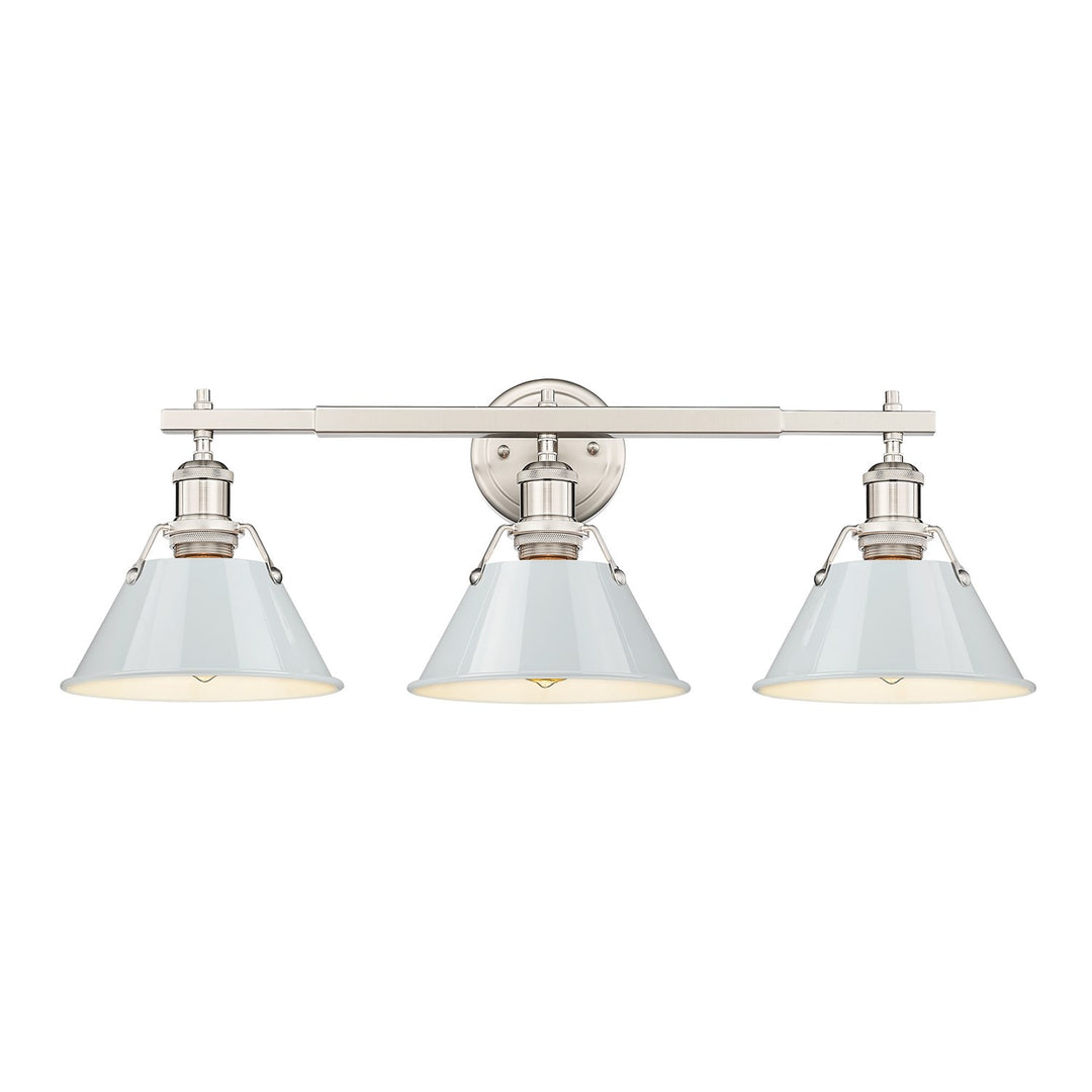 Pw 3 Light Bath Vanity In Pewter With Dusky Blue Shades