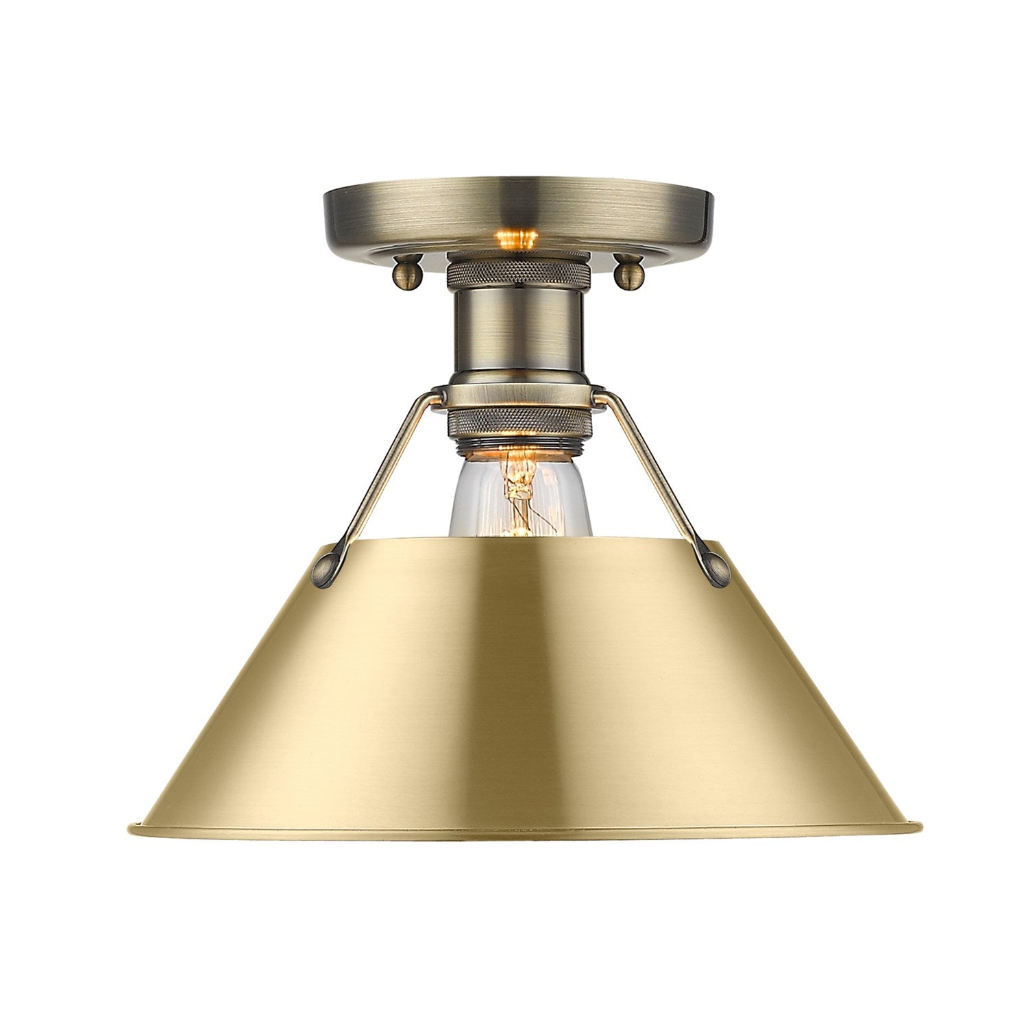 Ab Flush Mount In Aged Brass With Brushed Champagne Bronze Shade by Golden