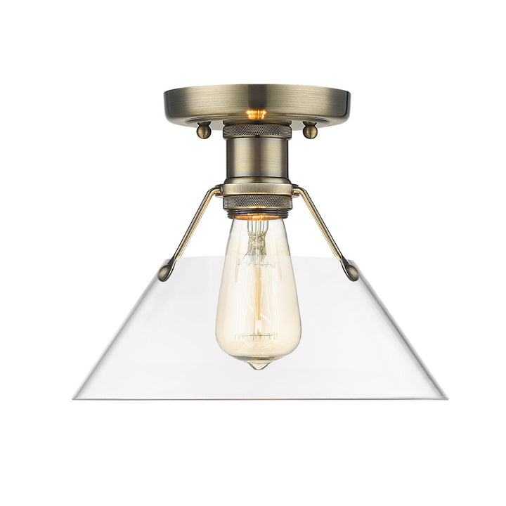Ab Flush Mount In Aged Brass With Clear Glass by Golden