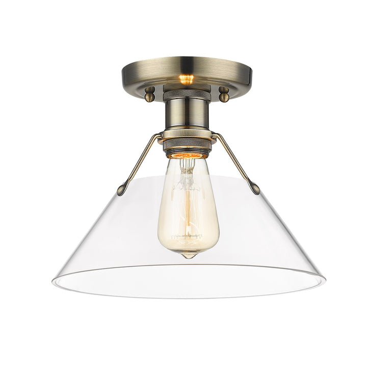 Ab Flush Mount In Aged Brass With Clear Glass