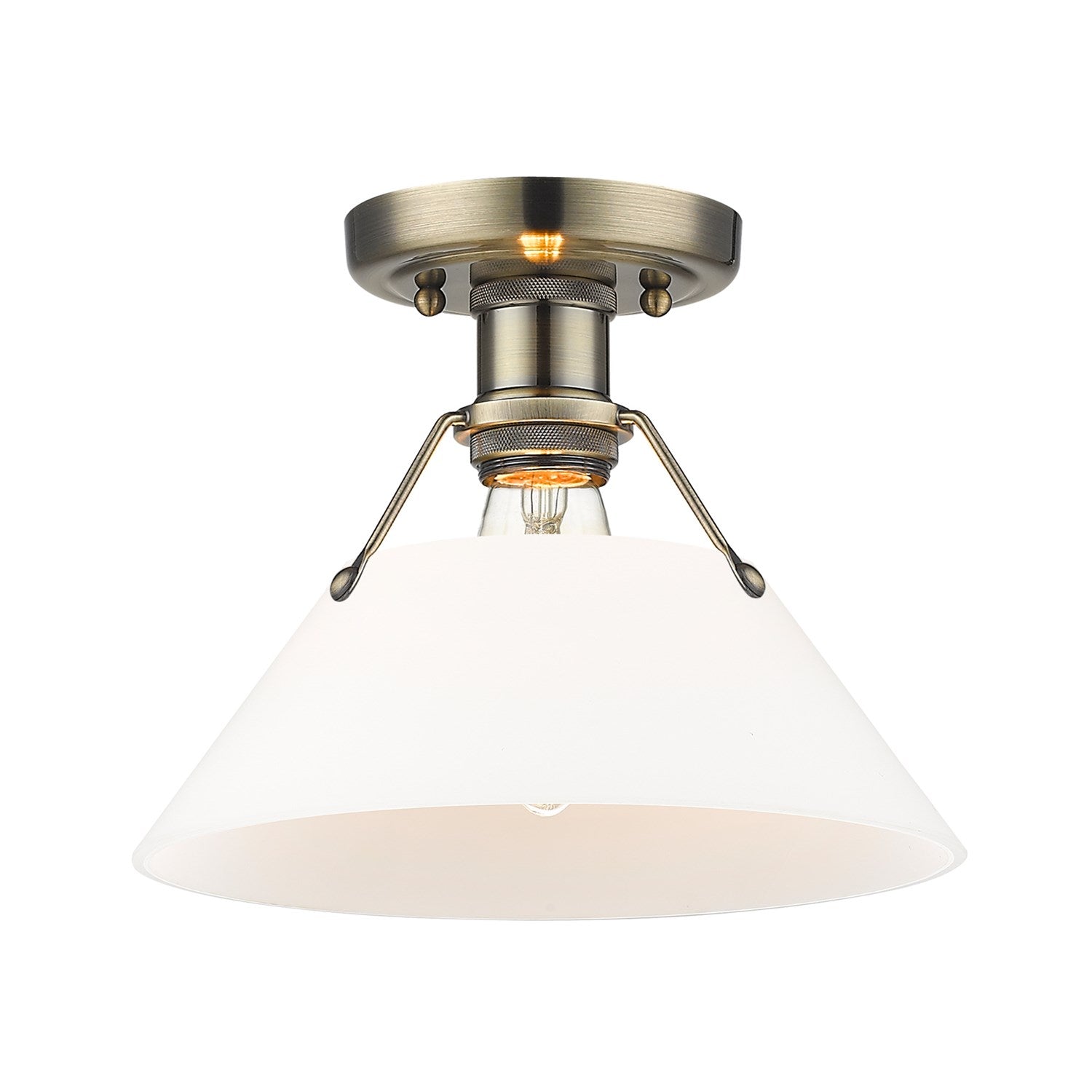 Ab Flush Mount In Aged Brass With Opal Glass