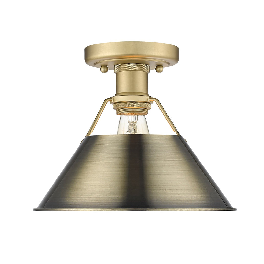 Bcb Flush Mount In Brushed Champagne Bronze With Aged Brass Shade by Golden