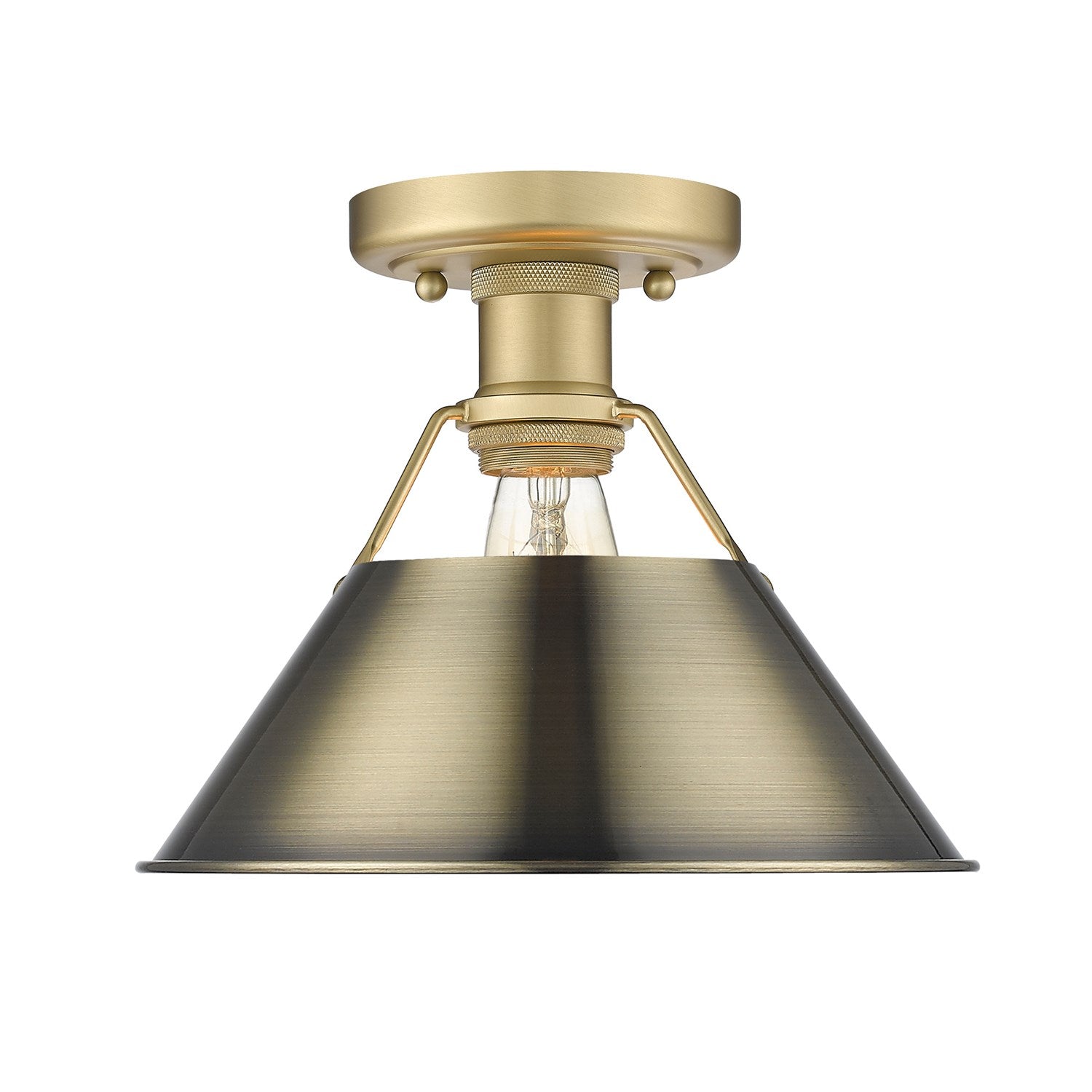 Bcb Flush Mount In Brushed Champagne Bronze With Aged Brass Shade by Golden