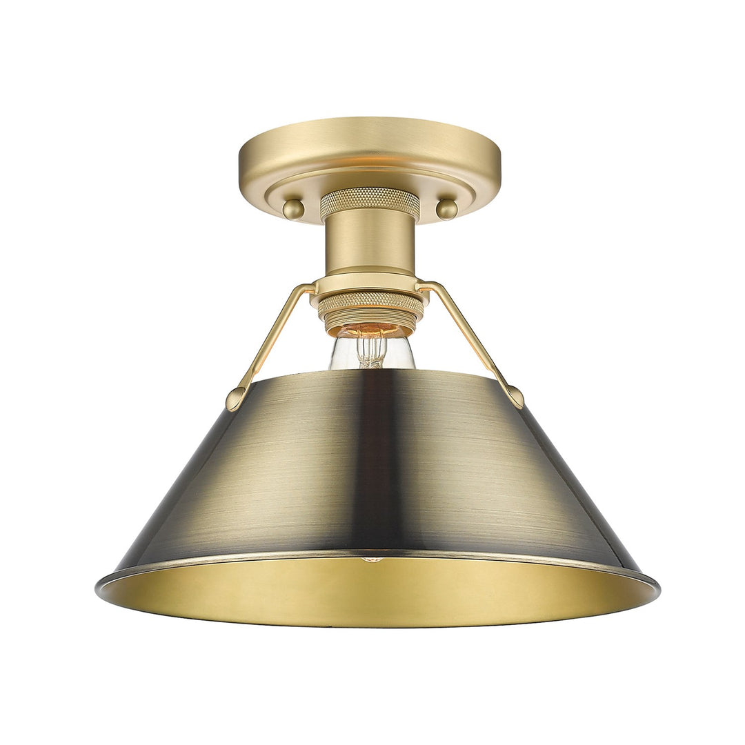 Bcb Flush Mount In Brushed Champagne Bronze With Aged Brass Shade
