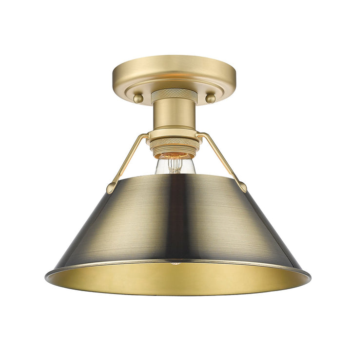 Bcb Flush Mount In Brushed Champagne Bronze With Aged Brass Shade
