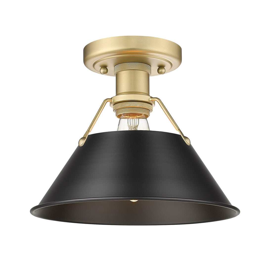 Bcb Flush Mount In Brushed Champagne Bronze With Matte Black Shade