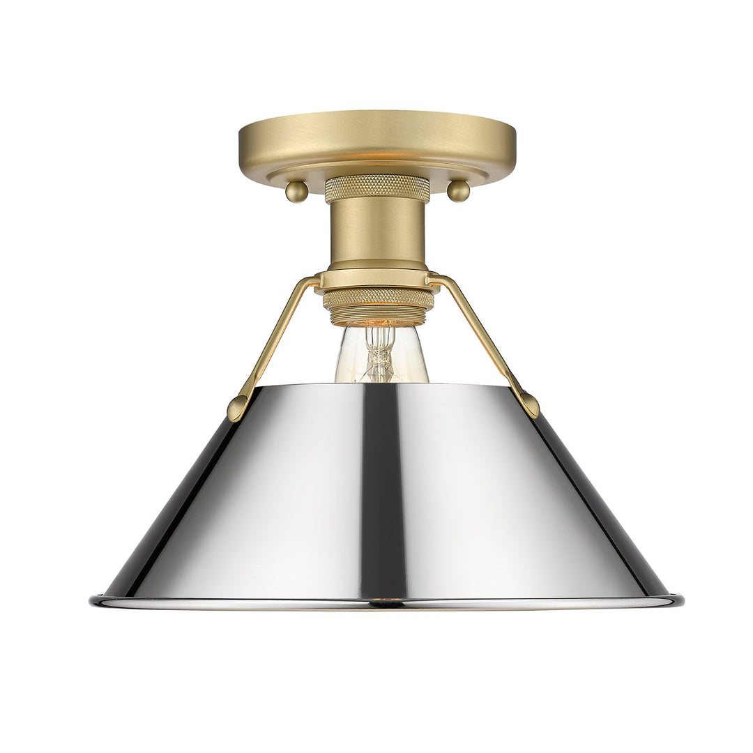Bcb Flush Mount In Brushed Champagne Bronze With Chrome Shade by Golden