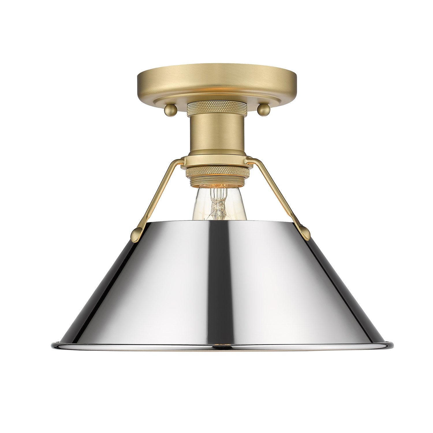 Bcb Flush Mount In Brushed Champagne Bronze With Chrome Shade by Golden