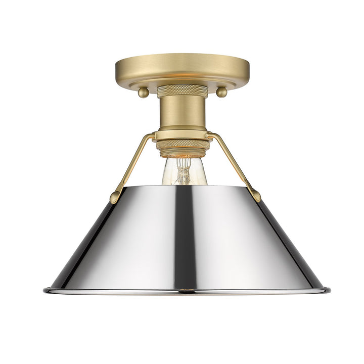 Bcb Flush Mount In Brushed Champagne Bronze With Chrome Shade by Golden