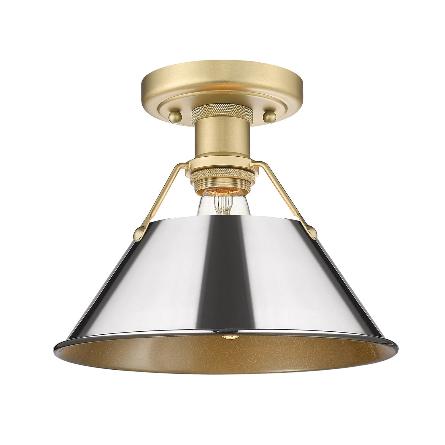 Bcb Flush Mount In Brushed Champagne Bronze With Chrome Shade