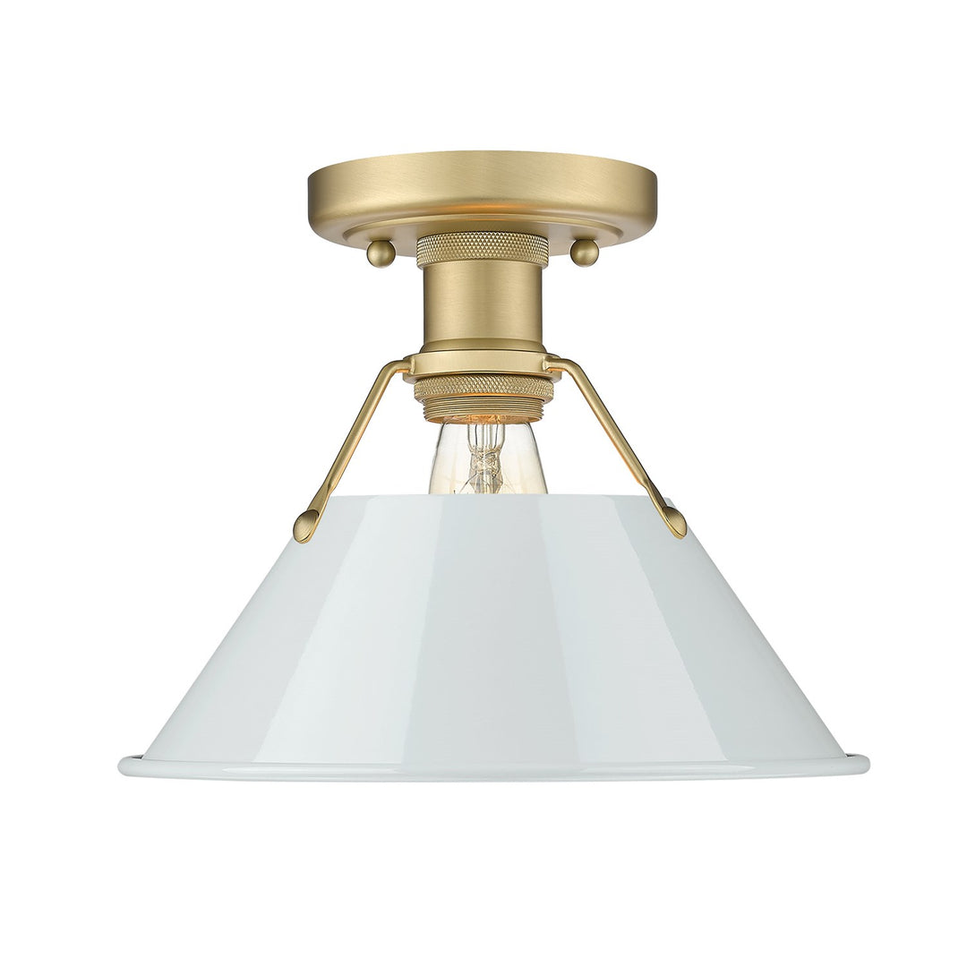 Bcb Flush Mount In Brushed Champagne Bronze With Dusky Blue Shade by Golden