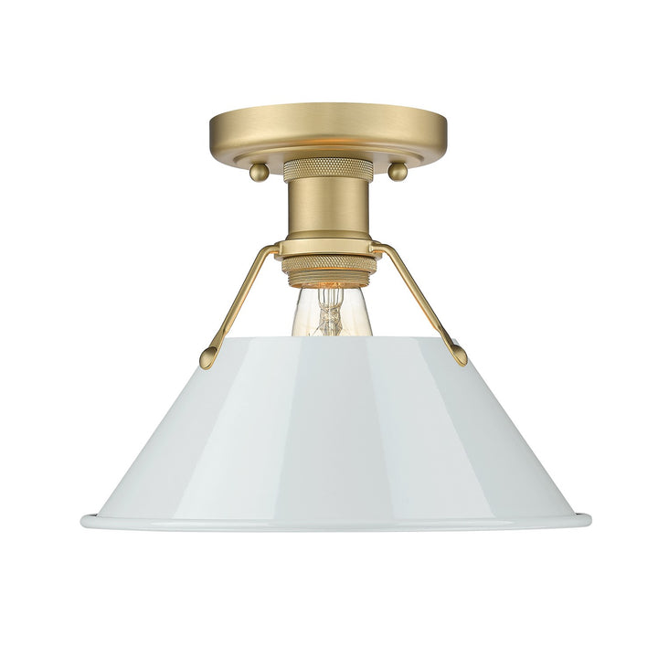 Bcb Flush Mount In Brushed Champagne Bronze With Dusky Blue Shade by Golden