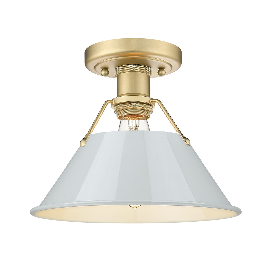 Bcb Flush Mount In Brushed Champagne Bronze With Dusky Blue Shade