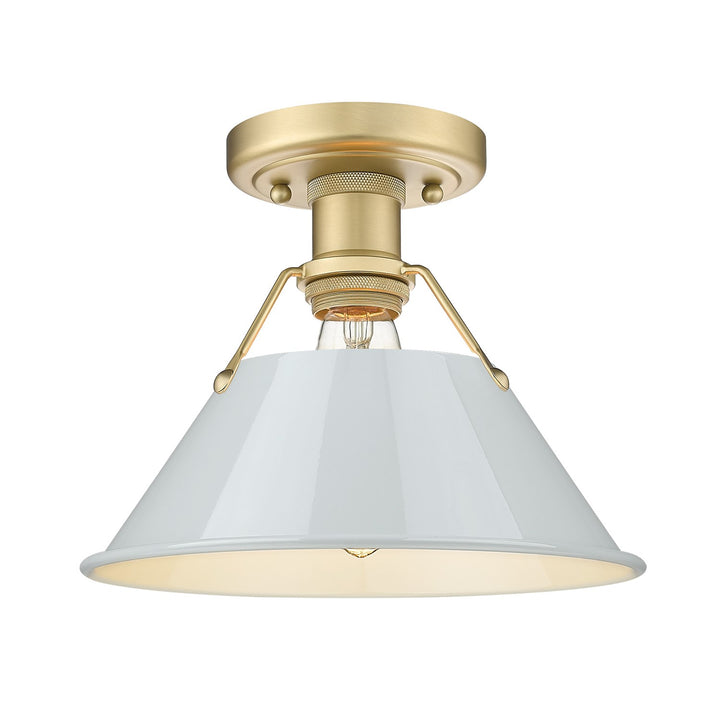 Bcb Flush Mount In Brushed Champagne Bronze With Dusky Blue Shade