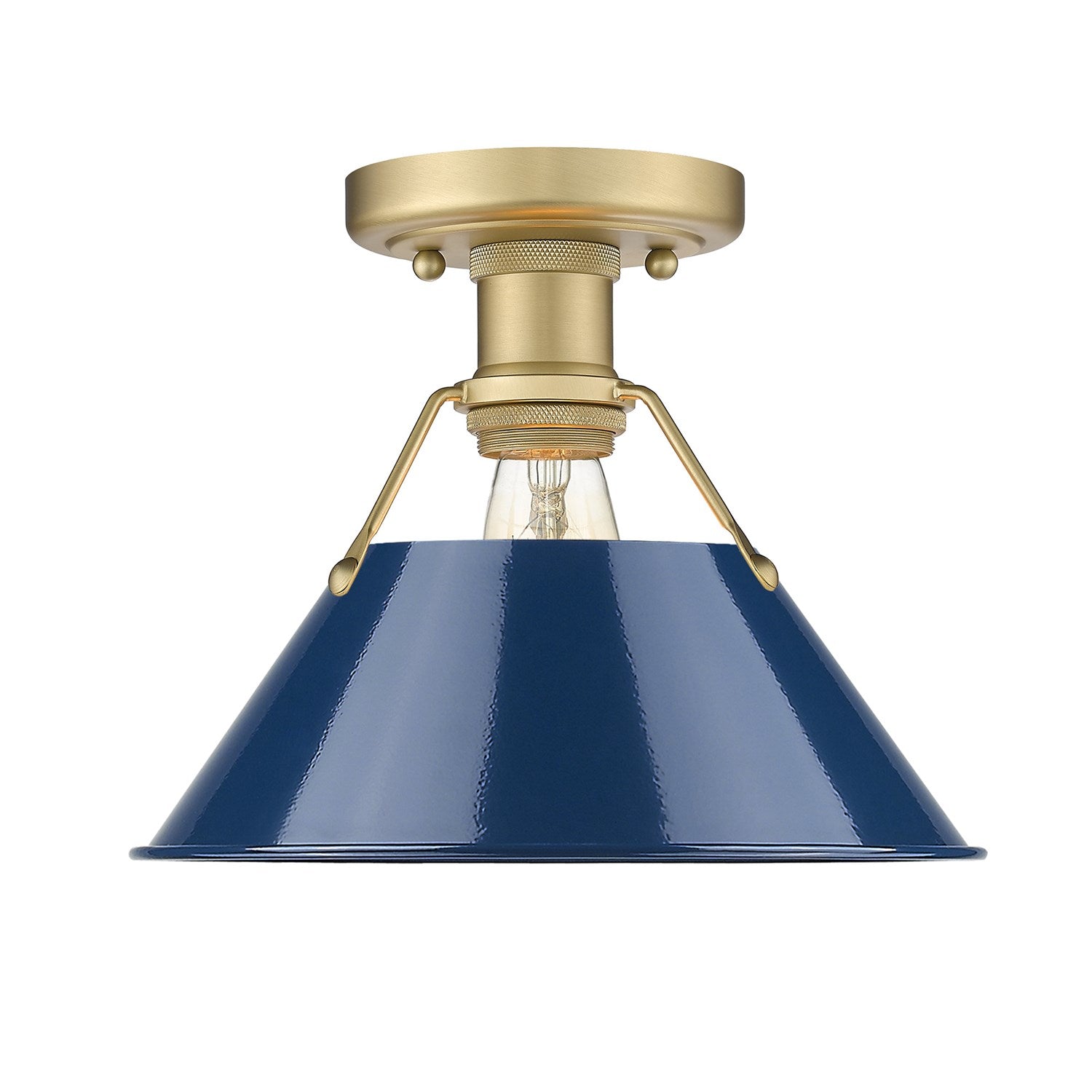 Bcb Flush Mount In Brushed Champagne Bronze With Matte Navy Shade by Golden