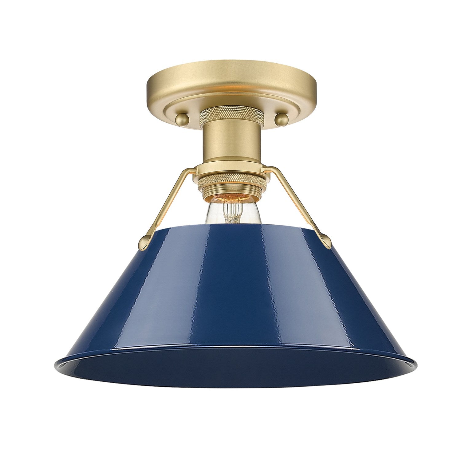 Bcb Flush Mount In Brushed Champagne Bronze With Matte Navy Shade