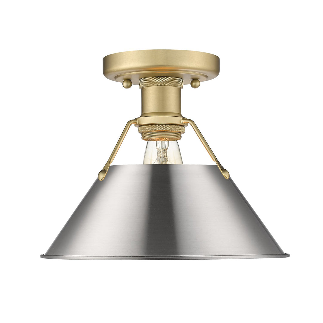 Bcb Flush Mount In Brushed Champagne Bronze With Pewter Shade by Golden