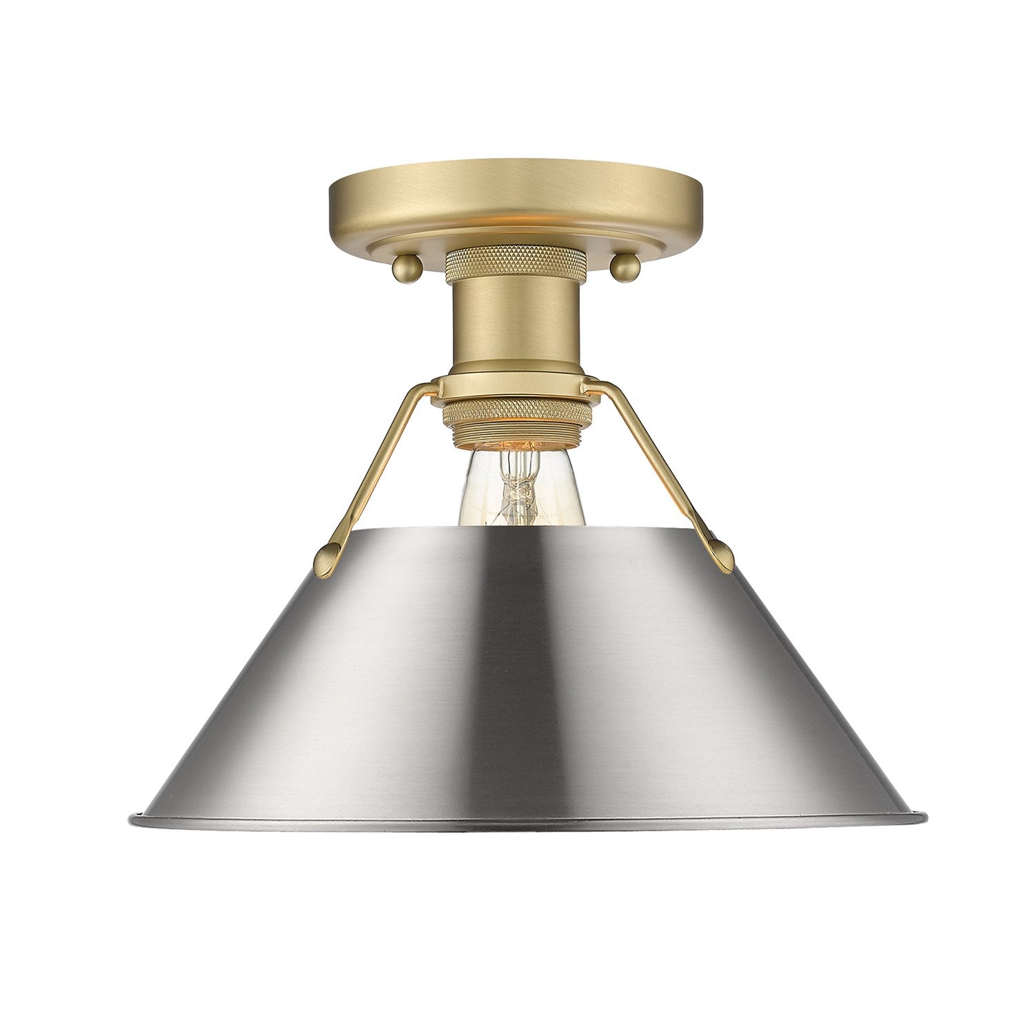 Bcb Flush Mount In Brushed Champagne Bronze With Pewter Shade by Golden