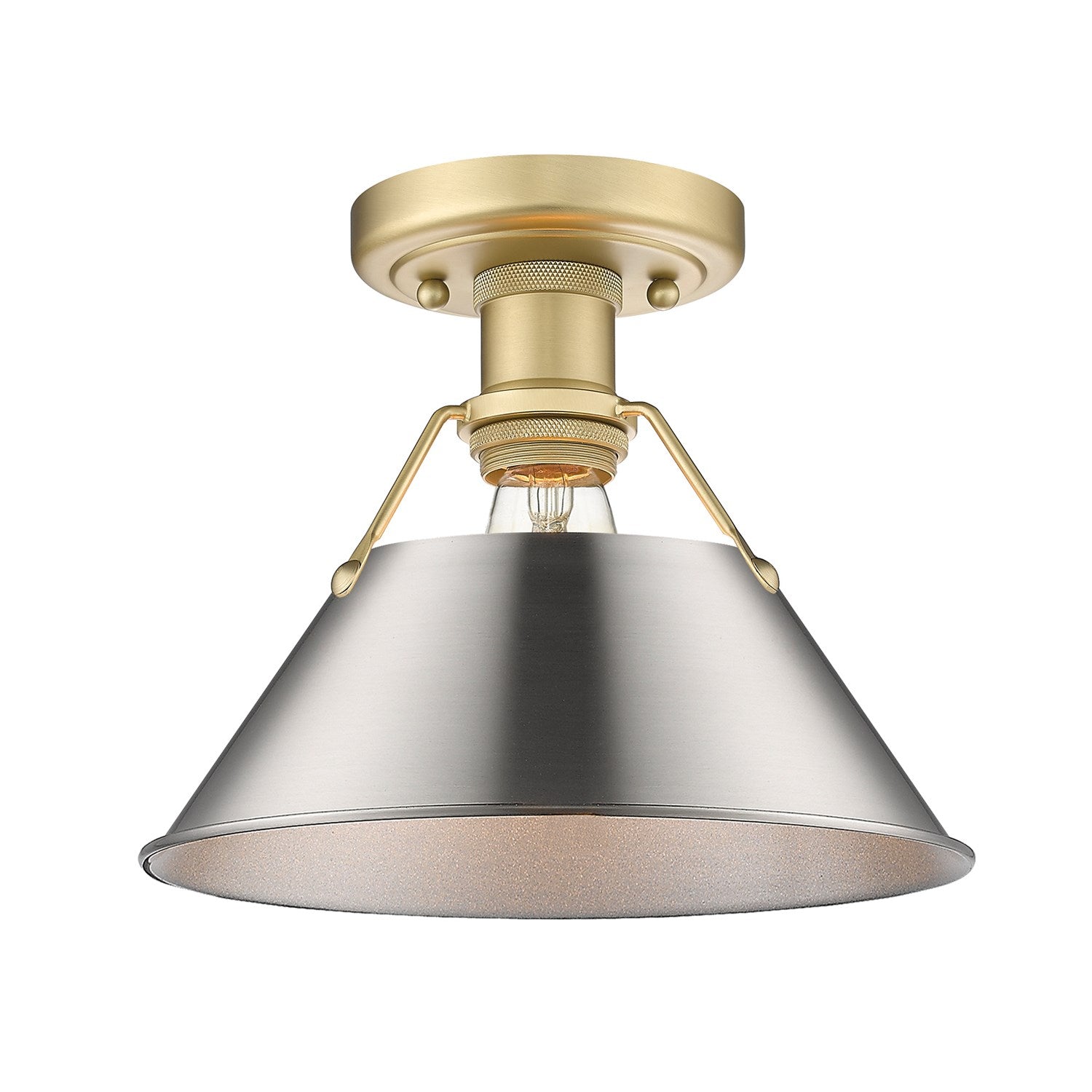 Bcb Flush Mount In Brushed Champagne Bronze With Pewter Shade