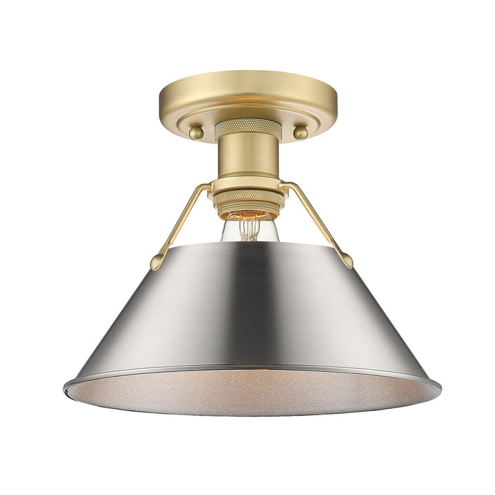 Bcb Flush Mount In Brushed Champagne Bronze With Pewter Shade